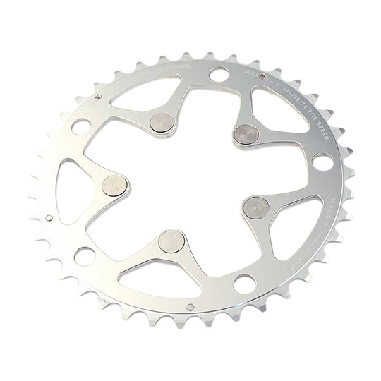 PLATEAU ROUTE DIAM 130/74 PORTEUR 42DTS ARGENT ALIZE-K POUR TRIPLE TA 8/9/10V. 5 BRANCHES
