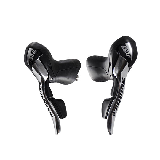 LEVIER/MANETTE ROUTE 9V. SUNRACE R91 COMPATIBLE SHIMANO DOUBLE NOIR/ARGENT (PR)