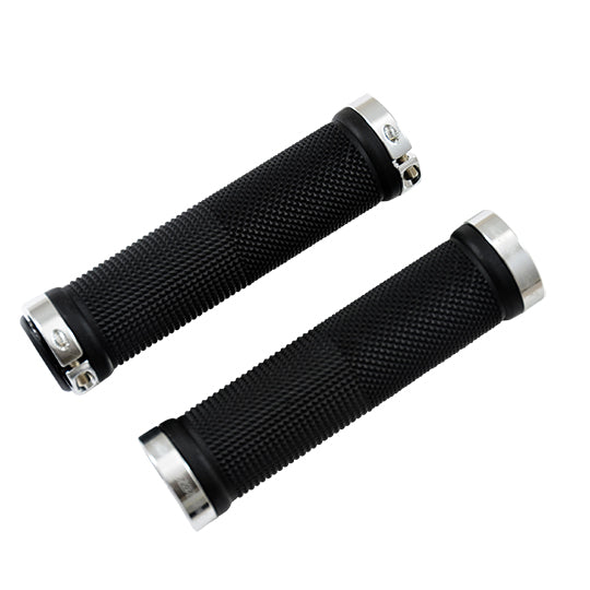 POIGNEE VELO PROGRIP 999 128MM LOCK ON DOUBLE NOIR/ARGENT (PR)