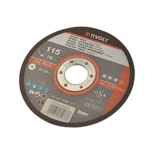 DISQUE MEULEUSE/LAPIDAIRE TIVOLY A TRONCONNER ACIER ET INOX DIAMETRE 115 EPAISSEUR 1.6 MM