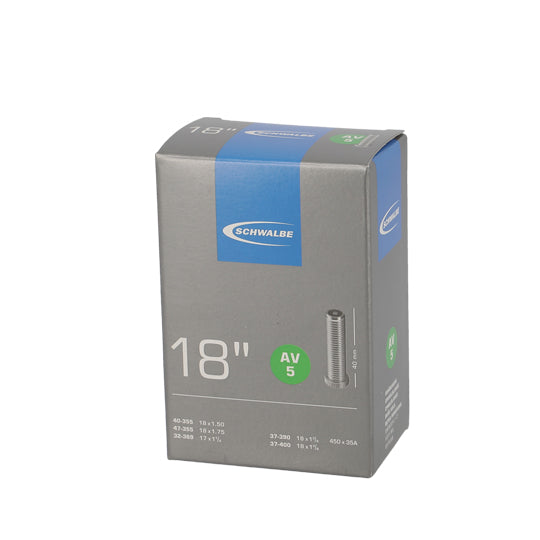 CHAMBRE A AIR VELO 18" X 1 1/2-1.90 (450A - 32/47-355/400) VS SCHWALBE STANDARD AV5