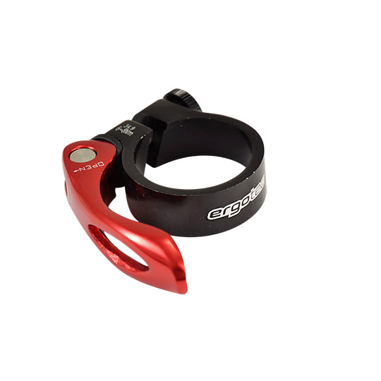 COLLIER TIGE DE SELLE VTT/VTC D34.9 MM ERGOTEC NOIR/ROUGE ALU 6061 + SERRAGE RAPIDE