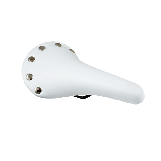 SELLE ROUTE/VILLE IMITATION CUIR BLANC RIVET INOX