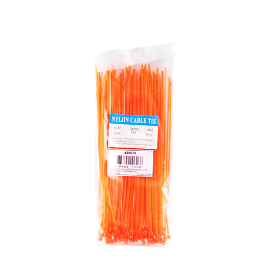 COLLIER RILSAN PLASTIQUE ORANGE LONG 2,6X200 MM (X100)