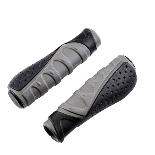 POIGNEE VELO CLARKS 130MM ERGONOMIQUE NOIR/GRIS AVEC BOUCHONS (PR)
