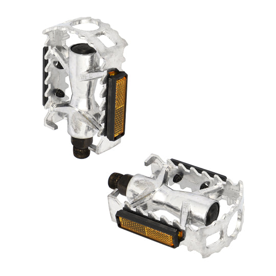 PEDALE VTT ALU OPTIMIZ ARGENT D9/16 (PR) (CALES-PIED ADAPTABLE)