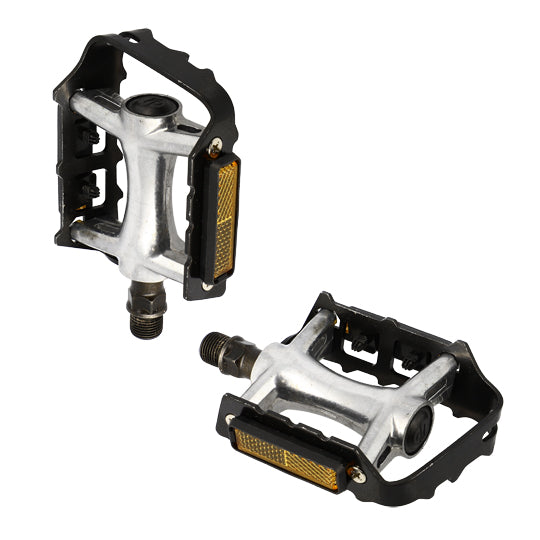 PEDALE VTT ALU OPTIMIZ ARGENT/NOIR D9/16 (PR) (CALES-PIED ADAPTABLE)
