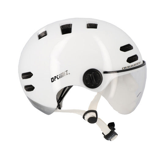 CASQUE URBAIN OPTIMIZ O390 BLANC BRILLANT IN MOLD T.M (55/58) CLIGNO/BLUETOOTH