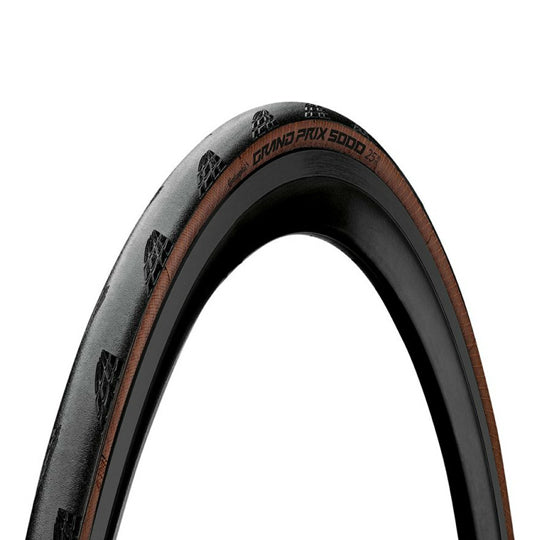 PNEU ROUTE 700X25C TS CONTINENTAL "GP 5000" TT NOIR/MARRON (25-622)