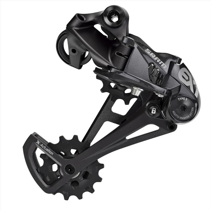 DERAILLEUR VTT AR SRAM EX1 8V. NOIR CHAPE LONGUE