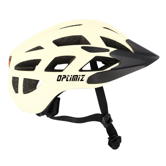 CASQUE VTT OPTIMIZ O332 CREME MAT IN-MOLD AVEC REGLAGE OCCIPITAL ET ECLAIRAGE T.L (58/61)