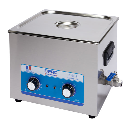 NETTOYEUR/BAC ULTRASON 15 LITRES ANALOGIQUE 360 WATTS AVEC VANNE DE VIDANGE 330X300X150MM