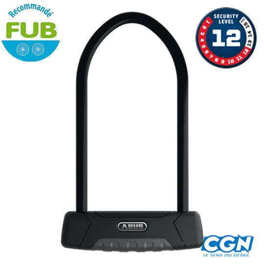 ANTIVOL VELO U 140 X 230MM ABUS GRANIT PLUS 470+ SUPPORT