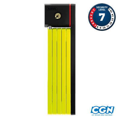 ANTIVOL VELO PLIABLE A CLE L 80CM ABUS BORDO UGRIP 5700/80 JAUNE + SUPPORT