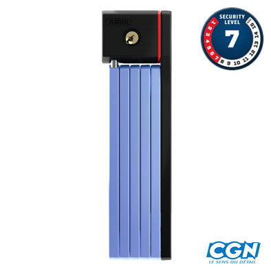 ANTIVOL VELO PLIABLE A CLE L 80CM ABUS BORDO UGRIP 5700K/80 BLEU + SUPPORT