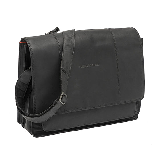 SACOCHE VELO PORTE BAGAGE NEWLOOXS CUIR FELLINI NOIR - 18 LITRES - 400X320X150MM