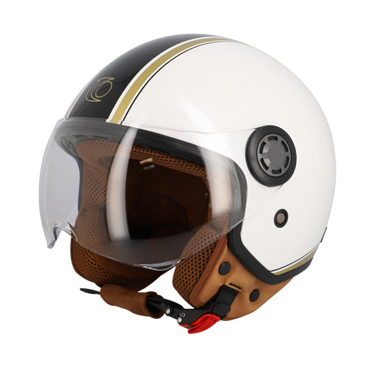 CASQUE JET TRENDY JT-306 BLANC CREME/MARRON CLAIR T57-58 M - CE 22-06
