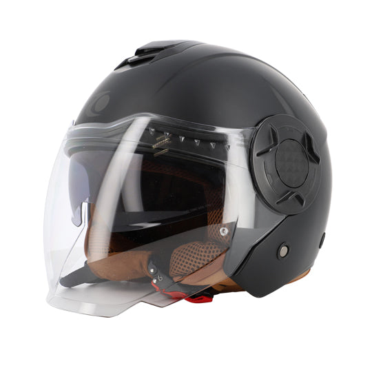 CASQUE JET TRENDY JT-406 DV NOIR MAT/MARRON T5 5-56 S - CE 22-06