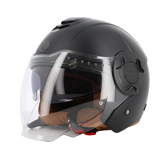 CASQUE JET TRENDY JT-406 DV NOIR MAT/MARRON T5 9-60 L - CE 22-06