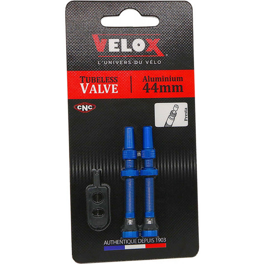 VALVE TUBELESS PRESTA VELOX ALU BLEU 44MM (X2)