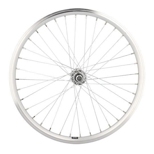ROUE VTT 20" AV ECROU AXE PLEIN JANTE ARGENT MACH1 ER10 DOUBLE PAROI MOYEU ALU 28T