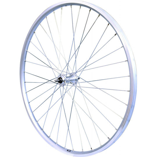 ROUE VTC 28" AV ECROU AXE PLEIN JANTE ARGENT MACH1 ER10. MOY MICHE MAGNUM V-BRAKE 36T