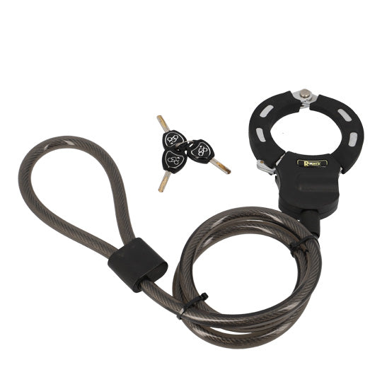ANTIVOL VELO/TROTTINETTE MENOTTE + CABLE A BOUCLE D12X L1.20M A CLE RANGERS - NOIR