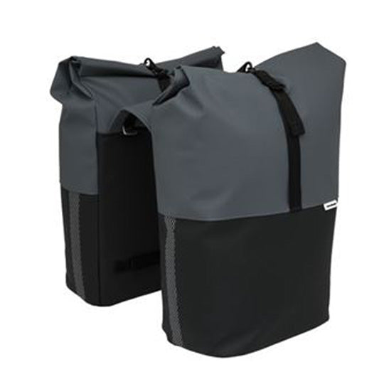 SACOCHE VELO PORTE BAGAGE A PONT NEWLOOXS NYBORG DOUBLE GRIS FONCE/NOIR - 34 LITRES - 300X