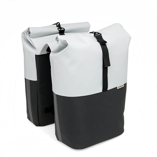 SACOCHE VELO PORTE BAGAGE A PONT NEWLOOXS NYBORG DOUBLE GRIS CLAIR/NOIR MIK - 34 LITRES -
