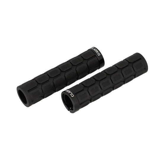 POIGNEE VELO CLARKS 130MM LOCK ON SIMPLE NOIR/NOIR AVEC BOUCHONS (PR)