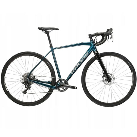 VELO GRAVEL 28" KROSS ESKER 5.0 TAILLE M (20") ALUMINIUM FOURCHE CARBONE TURQUOISE/NOIR