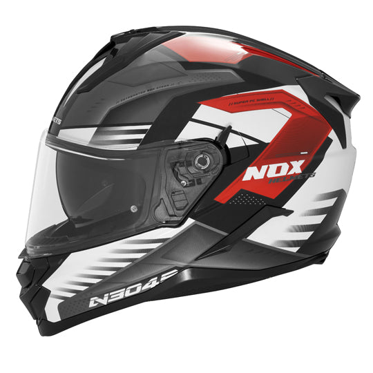 CASQUE INTEGRAL DOUBLE ECRAN NOX N304S CARVER BLANC ROUGE T55-56 S -CE 22.06