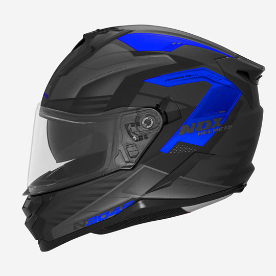 CASQUE INTEGRAL DOUBLE ECRAN NOX N304S CARVER NOIR MAT BLEU T53-54 XS- CE 22.06
