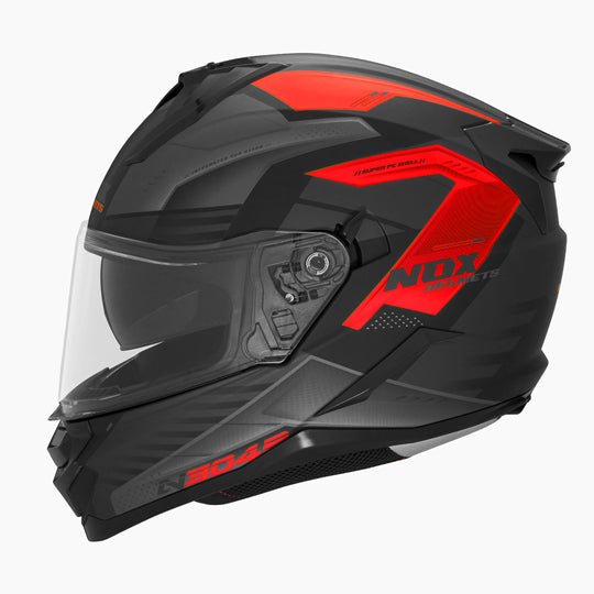 CASQUE INTEGRAL DOUBLE ECRAN NOX N304S CARVER NOIR MAT ROUGE T55-56 S- CE 22.06