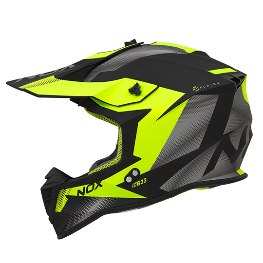 CASQUE CROSS NOX N633 FUSION NOIR MAT JAUNE T63-64 XXL - CE 22.06