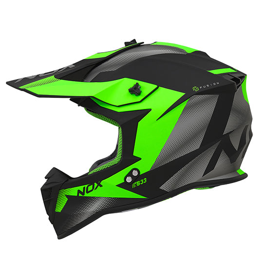 CASQUE CROSS NOX N633 FUSION NOIR MAT VERT T61-62 XL - CE 22.06