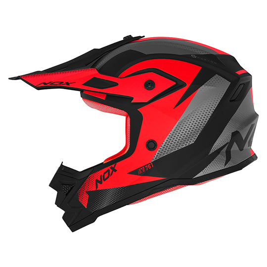 CASQUE CROSS NOX ENFANT N761 FUSION NOIR MAT ROUGE T47-48 YS - CE 22.06