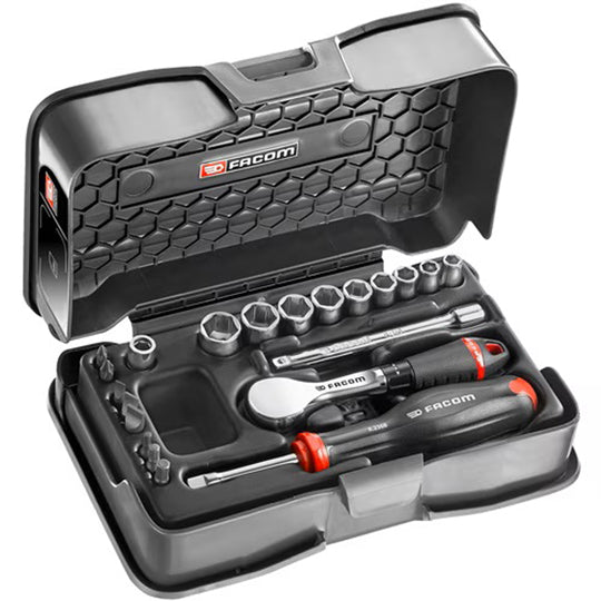 COFFRET CLIQUET HP + DOUILLES 1/4"21 PIÈCES - BOÎTE MBOX FACOM