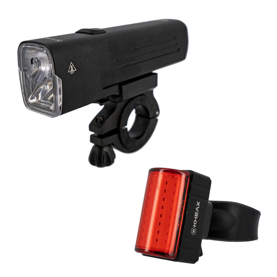 ECLAIRAGE VELO AV+AR RECHARG. KHEAX LEZAT/TEGMEN 1000/100L FIXATION CINTRE LED