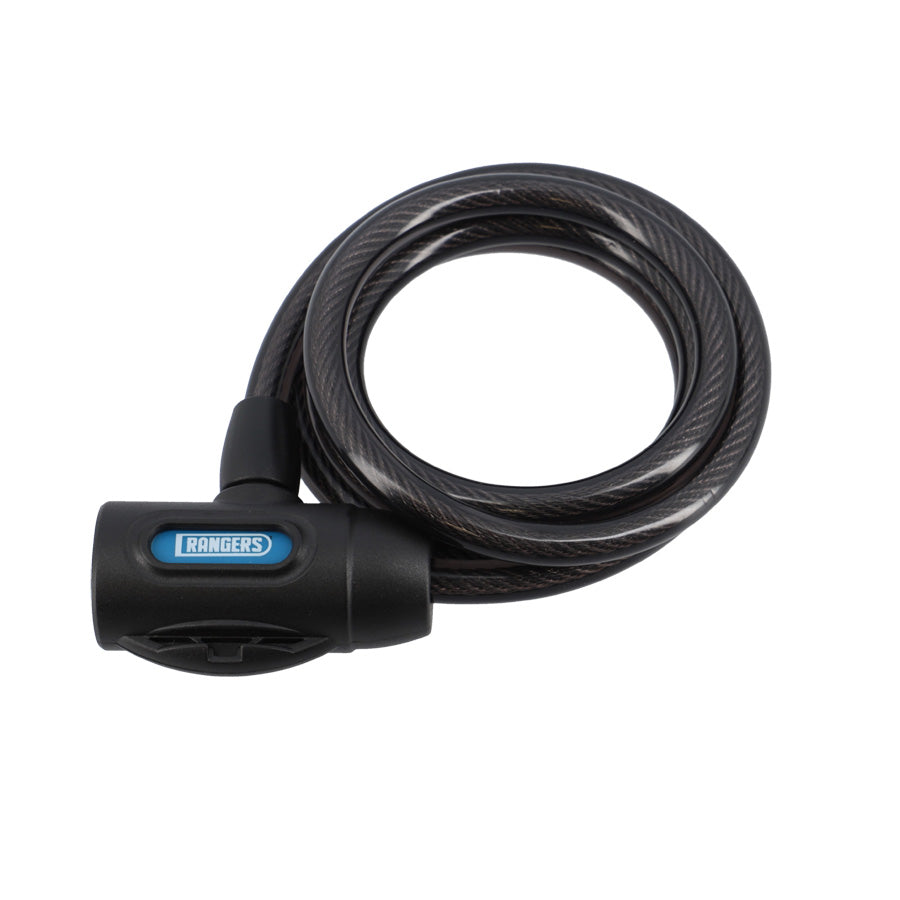 ANTIVOL VELO SPIRAL A CLE D10X 1.5M RANGERS NOIR AVEC SUPPORT