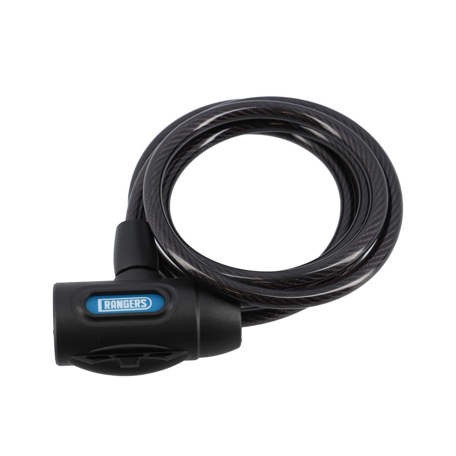 ANTIVOL VELO SPIRAL A CLE D8X 1.5M RANGERS NOIR AVEC SUPPORT