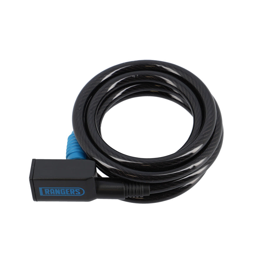 ANTIVOL VELO SPIRAL A CLE D8X 1.5M RANGERS NOIR AVEC SUPPORT