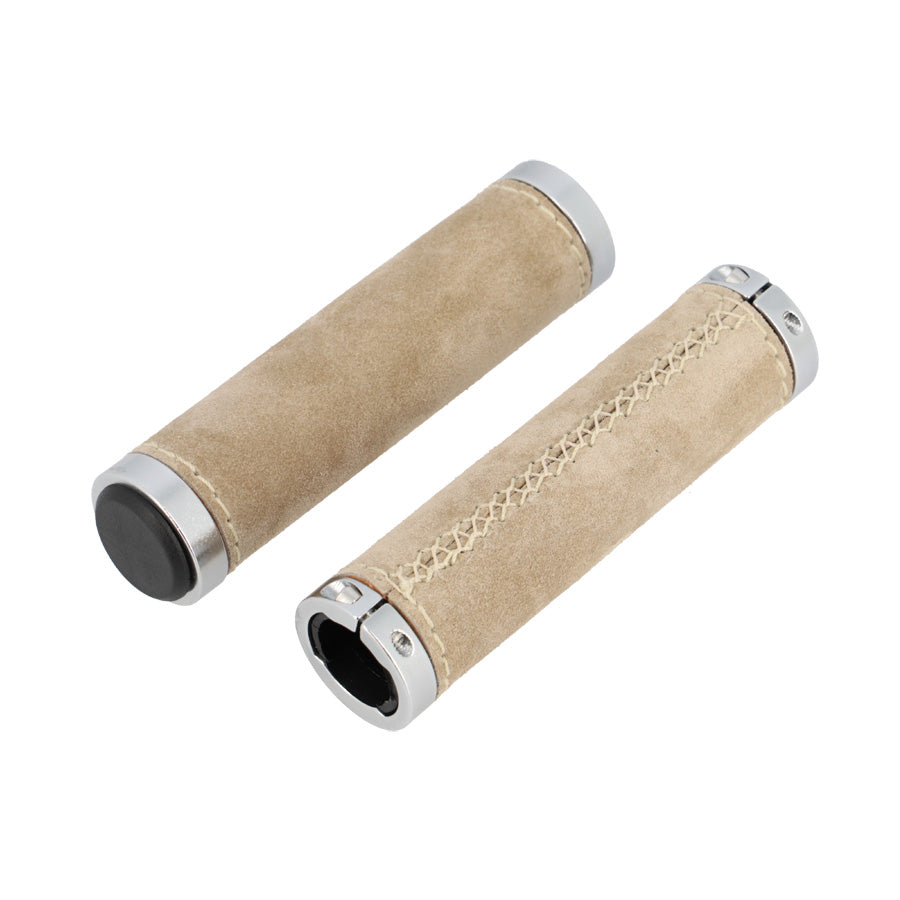 POIGNEE VELO MONTEGRAPPA 0013 125MMLOCK ON DOUBLE CUIR GRIS (PR)