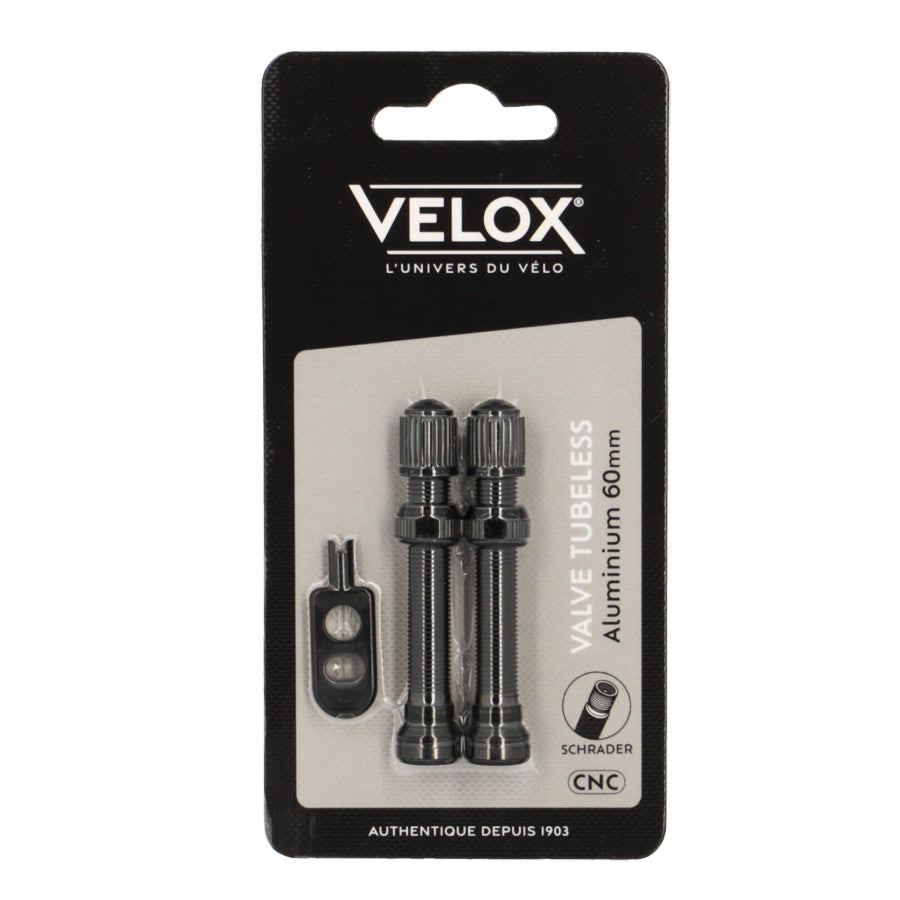 VALVE TUBELESS SCHRADER VELOX ALU NOIR 60MM (X2)