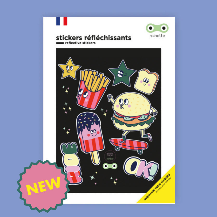 AUTOCOLLANT/STICKER REFLECHISSANT RAINETTE FOOD (PLANCHE 137X172MM)