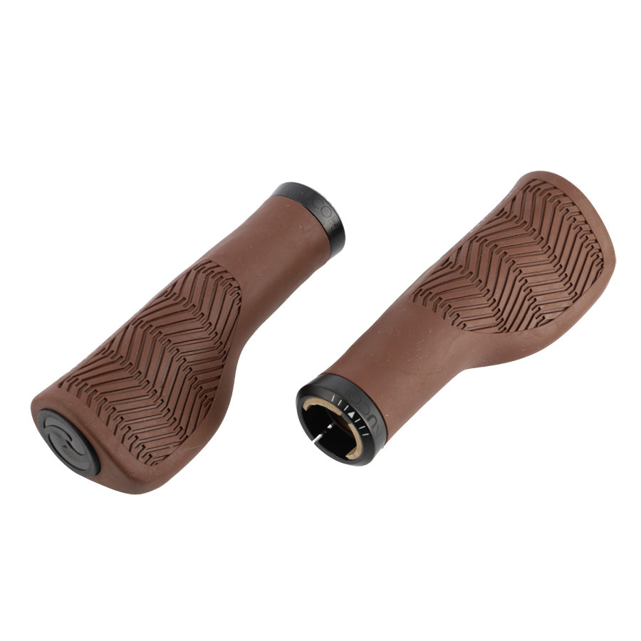 POIGNEE VELO HERRMANS NUCORE 130MM TOWN WAVE ERGONOMIQUE LOCK ON MARRON (PR)