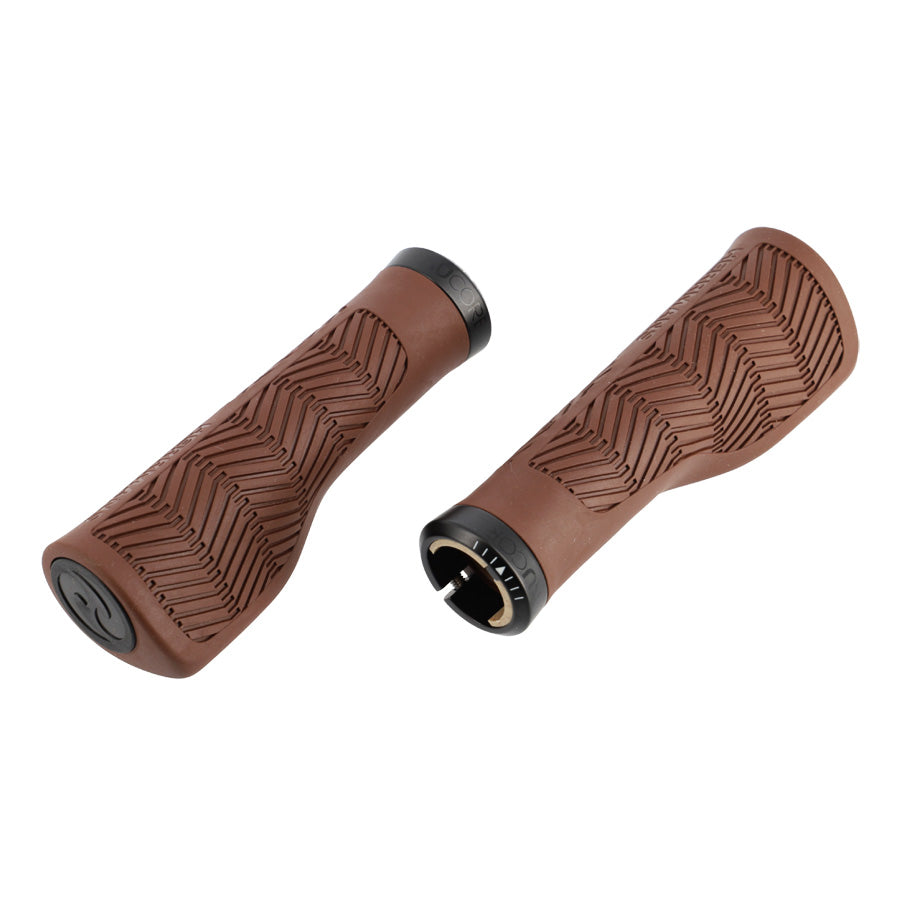 POIGNEE VELO HERRMANS NUCORE 130MM TOUR WAVE ERGONOMIQUE LOCK ON MARRON (PR)