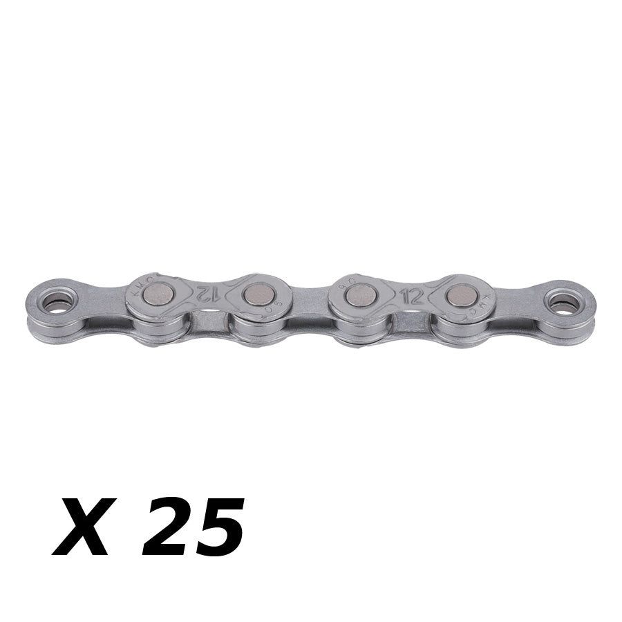 CHAINE VELO 12V. KMC E12 EPT ARGENT 130M ATTACHE RAPIDE ANTI ROUILLE (X25)