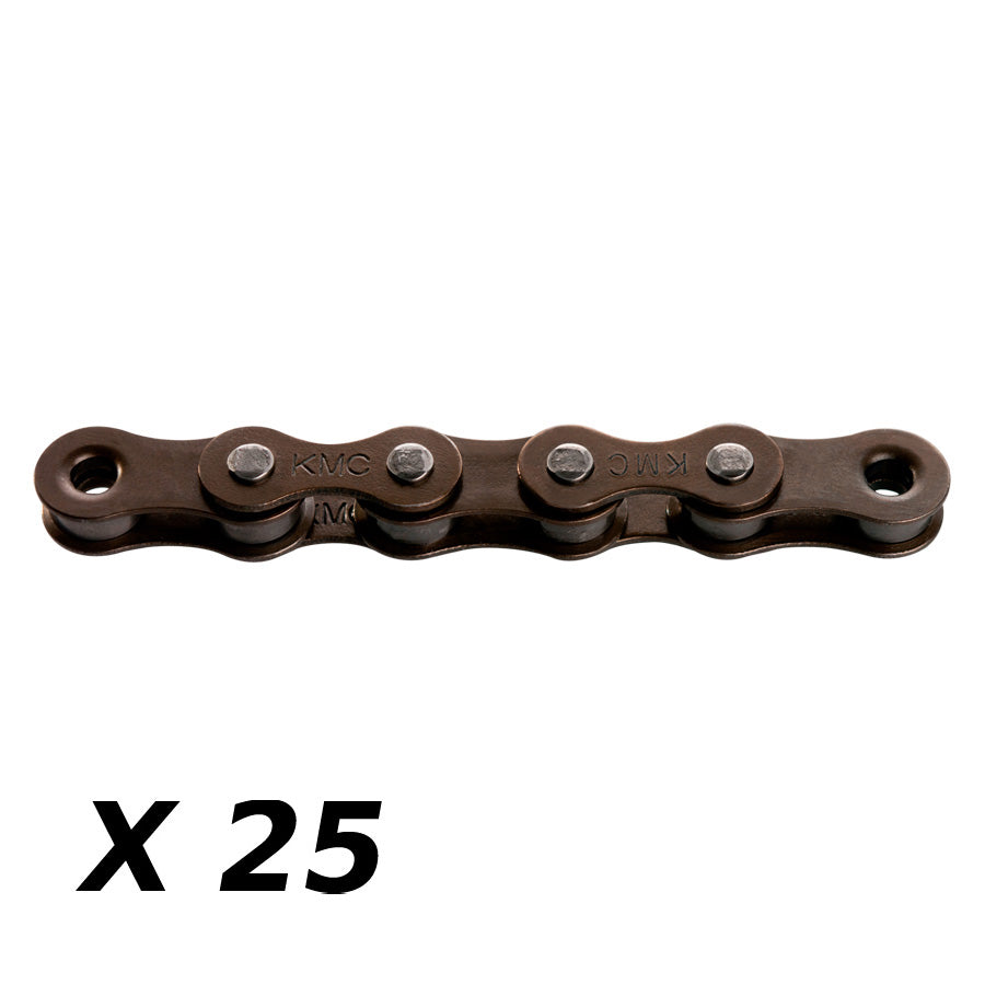 CHAINE VELO 1V. KMC S1 WIDE MARRON 112M ATTACHE RAPIDE (X25)