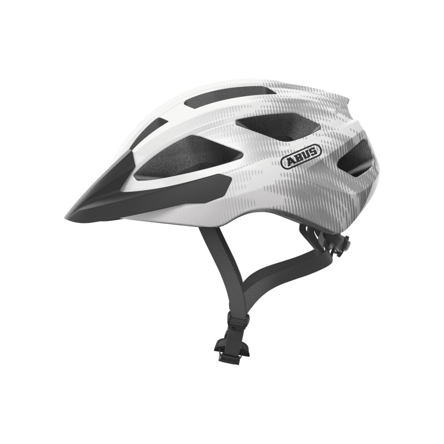 CASQUE ROUTE/VTT ABUS MACATOR BLANC ARGENT IN MOLD AVEC REGLAGE OCCIPI TAL T.L (58/62)